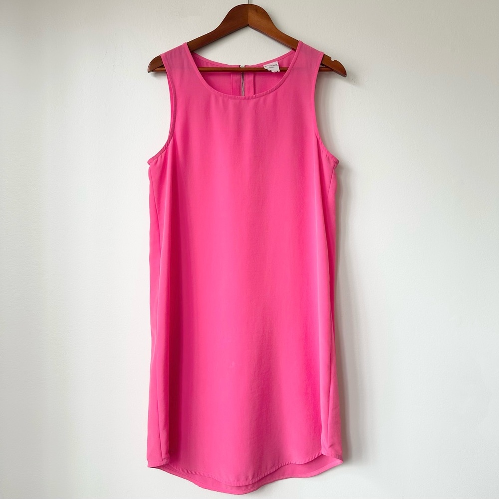 MONKI | βCORINβ HOT PINK SLEEVELESS A-LINE MINI SHIFT DRESS EXPOSED ZIPPER